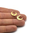 Brass Moon Earring, 6 Textured Raw Brass Tiny Crescent Moon Stud Earrings (14x13.5x0.80mm) M01649 A2476