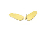 Brass Leaf Earring, 6 Raw Brass Leaf Stud Earrings (30x13x0.80mm) M01682 A2477