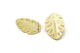 Brass Leaf Earring, 4 Raw Brass Leaf Stud Earrings (30x20x0.80mm) M01734 A2479
