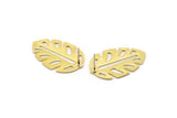 Brass Leaf Earring, 4 Raw Brass Leaf Stud Earrings (30x20x0.80mm) M01734 A2479