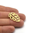 Brass Leaf Earring, 4 Raw Brass Leaf Stud Earrings (30x20x0.80mm) M01734 A2479