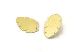 Brass Leaf Earring, 4 Raw Brass Leaf Stud Earrings (30x20x0.80mm) M01690 A2484