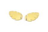 Brass Leaf Earring, 4 Raw Brass Leaf Stud Earrings (30x20x0.80mm) M01690 A2484