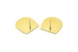 Stud Earring, 6 Raw Brass D Shaped Stud Earrings (20x19x0.80mm) M01642 A2487