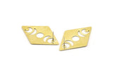 Brass Diamond Earring, 4 Raw Brass Moon Phases Shaped Stud Earrings (40x26x0.80mm) M01669 A2480