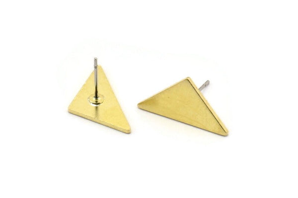 Brass Triangle Earring, 10 Raw Brass Triangle Stud Earrings (19x10x1mm) M01685 A2482