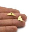 Brass Triangle Earring, 10 Raw Brass Triangle Stud Earrings (19x10x1mm) M01685 A2482