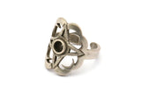 Silver Boho Ring, Antique Brass Plated Boho Rings With 1 Stone Settings - Pad Size 4mm N1830 H1553
