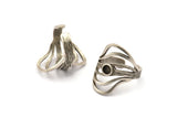 Silver Royal Ring, Antique Silver Plated Brass Royal Rings With 1 Stone Settings - Pad Size 4mm N1842 H1539