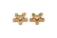 Gold Star Charm, Gold Plated Star, Cubic Zircon, CZ Pave Star Charm, Zircon Charm Pendants With 1 Loop (18x17mm) SY0079