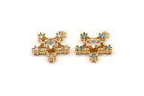 Gold Star Charm, Gold Plated Star, Cubic Zircon, CZ Pave Star Charm, Zircon Charm Pendants With 1 Loop (18x17mm) SY0079
