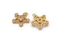 Gold Star Charm, Gold Plated Star, Cubic Zircon, CZ Pave Star Charm, Zircon Charm Pendants With 1 Loop (18x17mm) SY0079