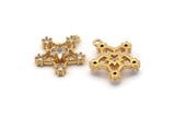 Gold Star Charm, Gold Plated Star, Cubic Zircon, CZ Pave Star Charm, Zircon Charm Pendants With 1 Loop (18x17mm) SY0079