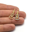 Gold Violin Charm, Gold Plated Violin, Cubic Zircon, 2 CZ Pave Violin Charms, Zircon Charm Pendants (29x11mm) SY0110