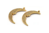 Gold Crescent Charm, Gold Plated Crescent, Cubic Zircon, CZ Pave Crescent Charm, Zircon Charm Pendants With 1 Loop (41x11x3mm) SY0087