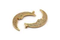 Gold Crescent Charm, Gold Plated Crescent, Cubic Zircon, CZ Pave Crescent Charm, Zircon Charm Pendants With 1 Loop (41x11x3mm) SY0087