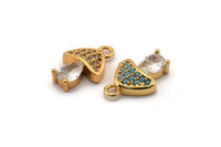Gold Mushroom Charm, Gold Plated Mushroom, Cubic Zircon, 2 CZ Pave Mushroom Charms, Zircon Charm Pendants With 1 Loop (14x9mm) SY0114