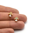 Gold Mushroom Charm, Gold Plated Mushroom, Cubic Zircon, 2 CZ Pave Mushroom Charms, Zircon Charm Pendants With 1 Loop (14x9mm) SY0114