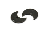 Black Moon Charm, 12 Oxidized Black Brass Crescent Moon Charms With 2 Holes (15x8x1mm) M01846 S1207