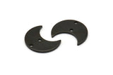 Black Moon Charm, 12 Oxidized Black Brass Crescent Moon Charms With 2 Holes (15x8x1mm) M01846 S1207