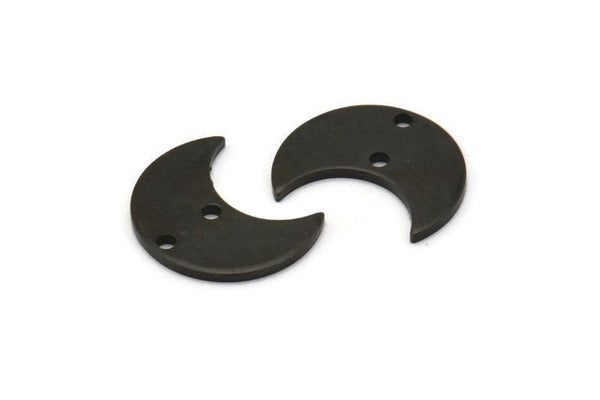 Black Moon Charm, 12 Oxidized Black Brass Crescent Moon Charms With 2 Holes (15x8x1mm) M01846 S1207