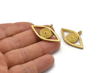 Brass Eye Charm, 4 Raw Brass Eye Charms With 1 Loop, Pendants (37x22x2.5mm) N1874