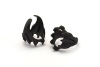 Heir Ring Settings, 1 Oxidized Brass Black Adjustable Heir to the Throne Rings with 1 Stone Settings - Pad Size 13x19mm N0166 S1166