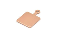 Rose Gold Square Charm, 4 Rose Gold Plated Brass Square Charms With 1 Loop, Earring, Findings (21x14x1mm) D0753 Q0782