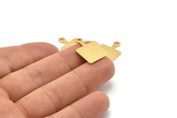 Gold Square Charm, 4 Gold Plated Brass Square Charms With 1 Loop, Earring, Findings (21x14x1mm) D0753 Q0782