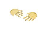 Gold Hand Charm, 4 Gold Plated Brass Hand Charms With 1 Hole, Earrings, Findings (24x17x1mm) D1137 Q0894