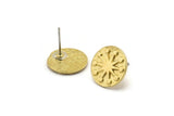 Brass Round Earring, 6 Raw Brass Round Stud Earrings (13x1.5mm) N1817