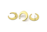 Brass Moon Earring, 6 Raw Brass Crescent Moon Stud Earrings (18x5x1mm) M02215 A2368