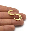 Brass Moon Earring, 6 Raw Brass Crescent Moon Stud Earrings (18x5x1mm) M02215 A2368