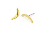 Brass Moon Earring, 12 Raw Brass Crescent Moon Stud Earrings (17x2.5x0.80mm) M01663 A2494