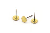 Brass Round Earring, 12 Raw Brass Round Earring Studs (6x0.80mm) M01875 A2493