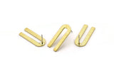 U Shape Earring, 8 Textured Raw Brass U Shaped Stud Earrings (22x9x0.80mm) M02095 A2491