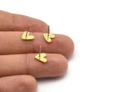 Brass Heart Earring, 10 Raw Brass Heart Stud Earrings (8x1mm) M02171 A2492