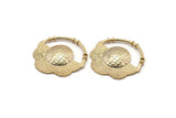 Gold Flower Pendant, 1 Gold Plated Brass Elegant Semi Flower Earring Findings (41x42x1mm) U078 Q0396