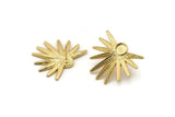 Gold Sun Earring, 2 Gold Plated Brass Sunshine Stud Earrings - Pad Size 6mm N0707 Q0826