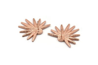 Rose Gold Sun Earring, 2 Rose Gold Plated Brass Sunshine Stud Earrings - Pad Size 6mm N0707 Q0826