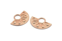 Semi Circle Pendant, 2 Rose Gold Plated Brass Semi Circle Pendants (28x19mm) A0212 Q0491