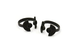 Black Ring Settings, 3 Oxidized Brass Black Half Moon Ring With 2 Stone Setting - Pad Size 4mm E635 S429