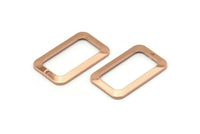 Rose Gold Rectangle Charm, 4 Rose Gold Plated Brass Rectangle Charms With 1 Hole, Earrings, Findings (25x15x1mm) D1156 Q0855