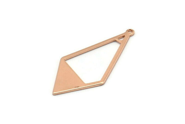 Rose Gold Diamond Charm, 6 Rose Gold Plated Brass Rhombus Charms With 1 Loop, Earrings, Findings (36x16x0,80mm) D0709 Q0797