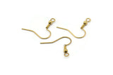 Brass Ear Hooks,100 Raw Brass Earwires, Earring Findings (20mm) Brs 193 A0921