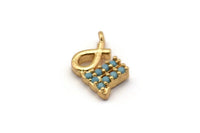 Gold Virgo Charm, Gold Plated Virgo, Cubic Zircon, 2 CZ Pave Virgo Charms, Zircon Virgo Zodiac Charm Pendants With 1 Loop (14x9mm) SY0225