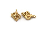 Gold Virgo Charm, Gold Plated Virgo, Cubic Zircon, 2 CZ Pave Virgo Charms, Zircon Virgo Zodiac Charm Pendants With 1 Loop (14x9mm) SY0225