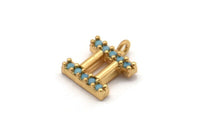 Gold Gemini Charm, 4 Gold Plated Gemini, Cubic Zircon, CZ Pave Gemini Charm, Zircon Gemini Zodiac Charm Pendants (11x8mm) SY0217