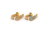 Gold Capricorn Charm, Gold Plated Capricorn, 2 CZ Pave Capricorn Charms, Zircon Capricorn Zodiac Charm Pendants With 1 Loop (11x7mm) SY0240