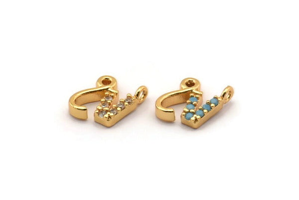 Gold Capricorn Charm, Gold Plated Capricorn, 2 CZ Pave Capricorn Charms, Zircon Capricorn Zodiac Charm Pendants With 1 Loop (11x7mm) SY0240
